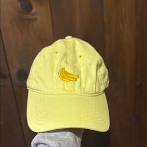 Yellow Baseball Cap with Banana Embroidery